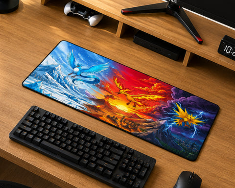 Legendary Birds Anime Universe Gaming Mouse Pad Elemental Power Design