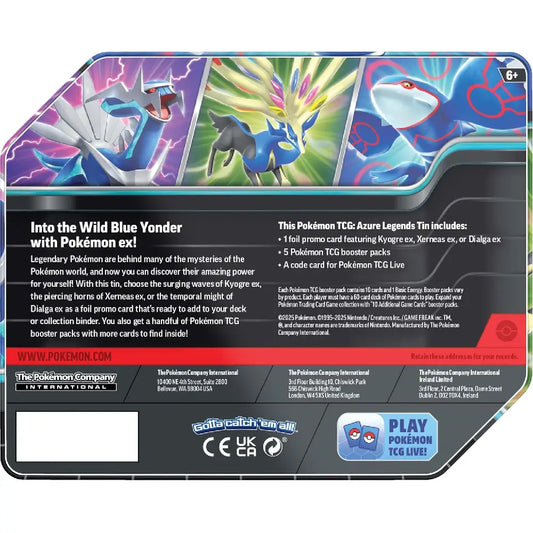 Pokemon TCG Azure Legends Tin Kyogre ex contents booster packs promo card details