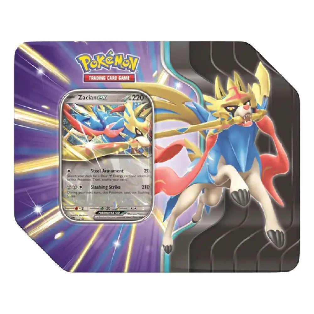 Pokemon TCG Slashing Legends Tin Zacian ex promo card collectible tin