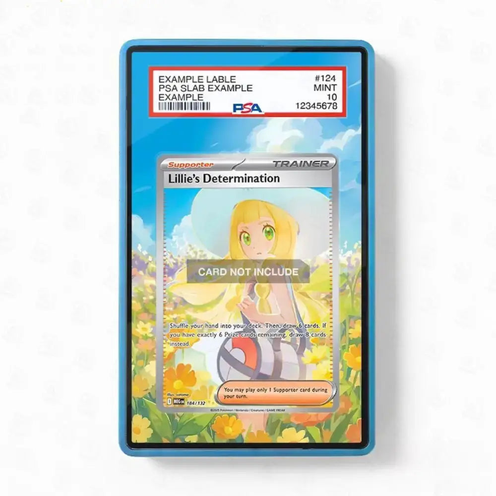 A PSA graded slab containing a Pokémon TCG card, shown against a plain white background. The slab has a blue border and a red PSA label at the top.
