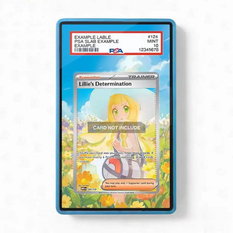 A PSA graded slab containing a Pokémon TCG card, shown against a plain white background. The slab has a blue border and a red PSA label at the top.