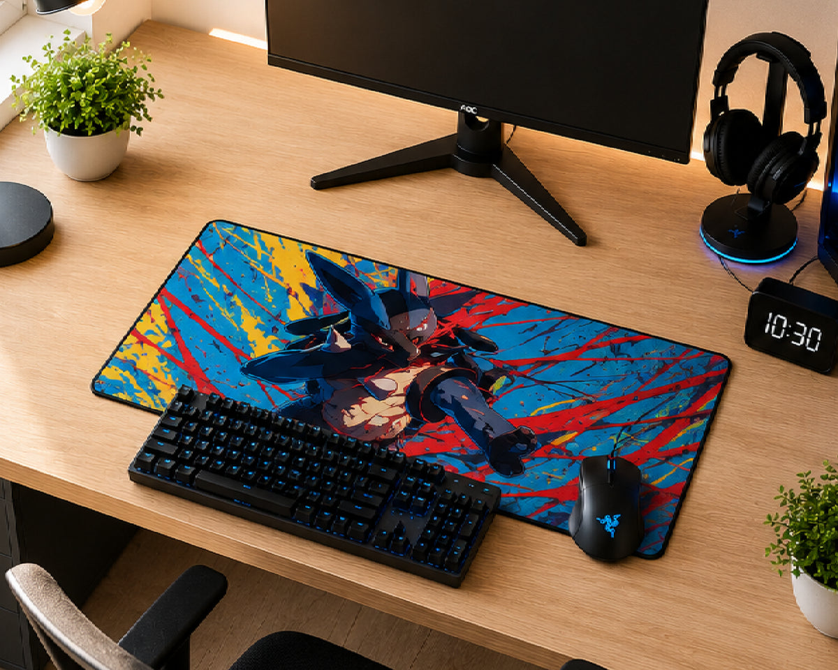 Lucario Anime Universe Gaming Mouse Pad Dynamic Battle Energy Design