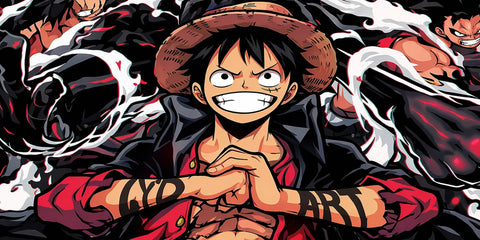 Luffy Haki Power Anime Mouse Pad XL Black Red Desk Mat Pirate King Gaming Mousepad - TCGVault