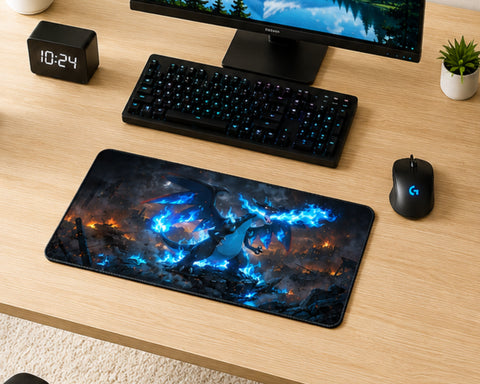 Mega Charizard X Blue Flame Anime Gaming Mouse Pad Epic Battle Design