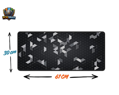 large extended mouse pad 67cm by 30cm black geometric design desk mat dimensions illustration