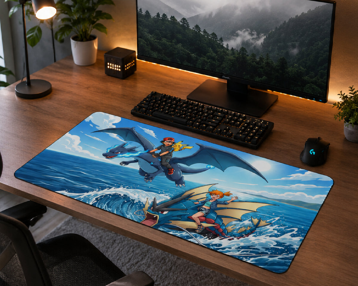 Pokémon Legendary Adventure Gaming Mouse Pad – Charizard & Gyarados Ocean Battle Anime Design
