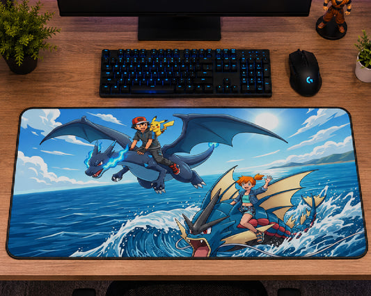 Pokémon Legendary Adventure Gaming Mouse Pad – Charizard & Gyarados Ocean Battle Anime Design