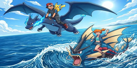 Pokémon Legendary Adventure Gaming Mouse Pad – Charizard & Gyarados Ocean Battle Anime Design