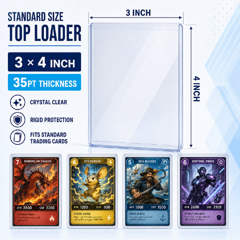 3" x 4" 35PT Premium Top Loader Hard Plastic Trading Card Protector – Single Piece