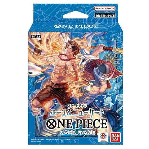 One Piece Ace & Newgate Starter Deck ST-22 Japanese Edition featuring Portgas D. Ace and Edward Newgate (Whitebeard) on the official Bandai One Piece Card Game starter deck packaging.