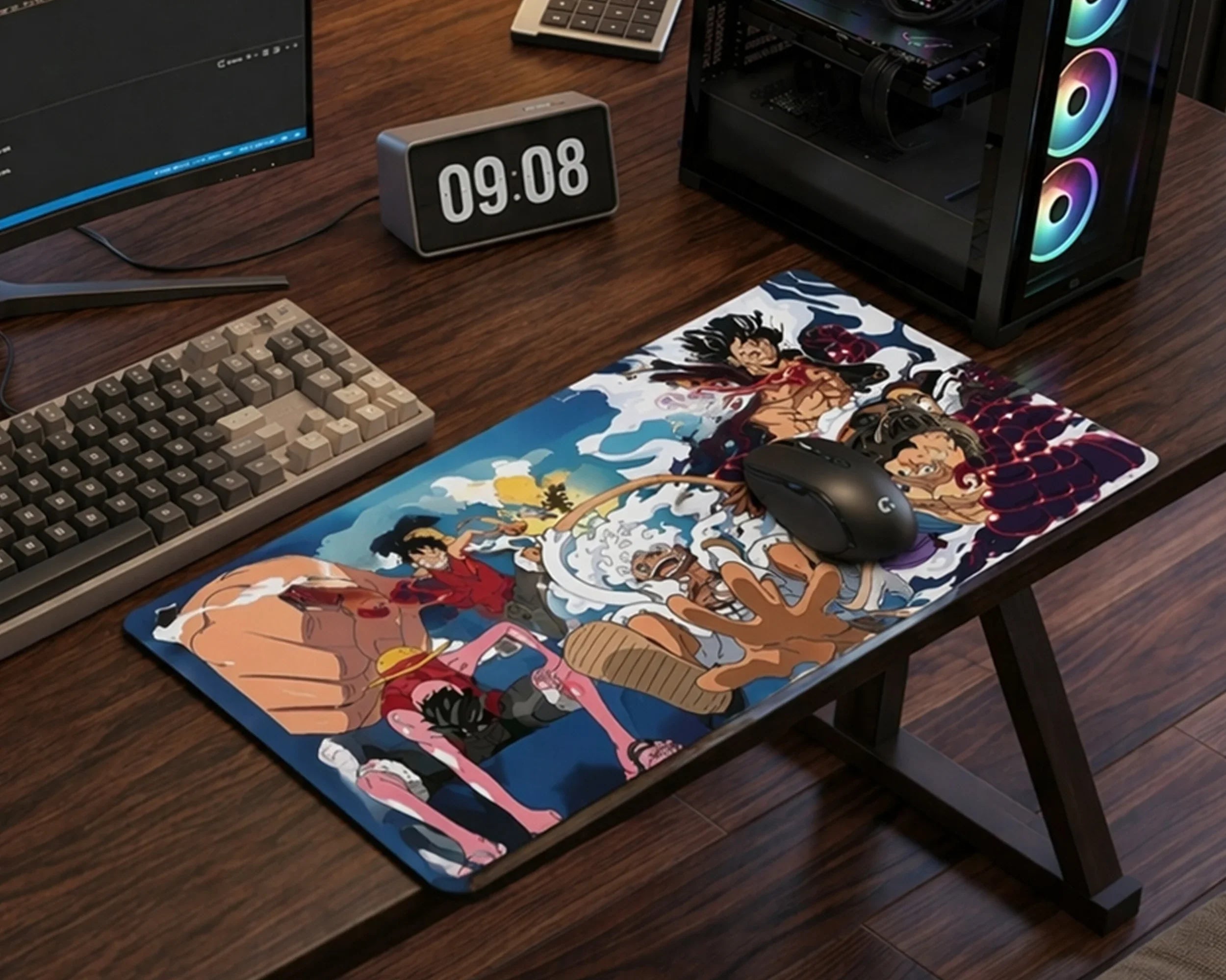 One Piece Luffy Gear 2 3 4 5 transformation desk mat anime gaming setup