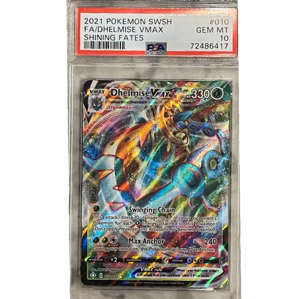 dhelmise vmax pokemon card value #010 PSA 10 Shining Fates Rx2 / None / 3 Artist Dhelmise VMAX 10/72 Shining Fates