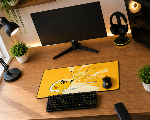 Pikachu Anime Universe Gaming Mouse Pad Electric Lightning Energy Design