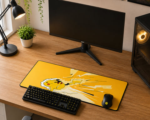 Pikachu Anime Universe Gaming Mouse Pad Electric Lightning Energy Design