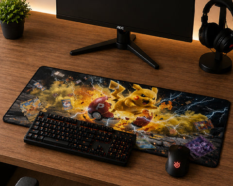 Pikachu Anime Universe Gaming Mouse Pad Epic Electric Battle Design