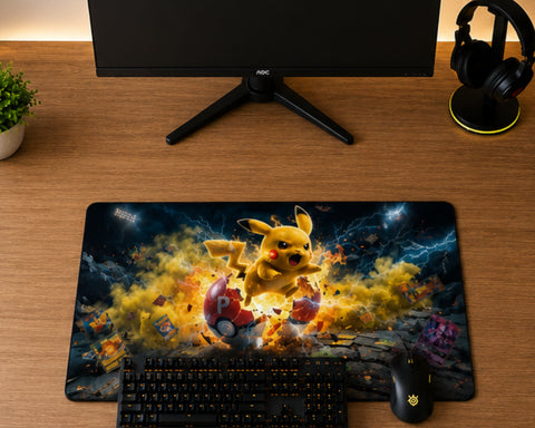 Pikachu Anime Universe Gaming Mouse Pad Epic Electric Battle Design