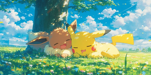Pikachu & Eevee Anime Gaming Mouse Pad Cozy Forest Adventure Design