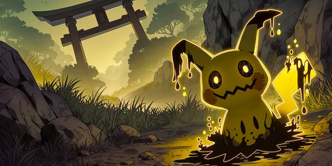 Pikachu Melting Shadow Anime Style Gaming Mouse Pad Dark Forest Glow Design