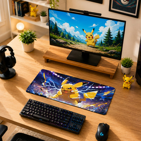 Pikachu Thunder Strike Anime Gaming Mouse Pad Electric Power Design