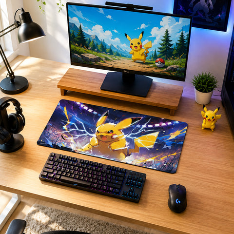 Pikachu Thunder Strike Anime Gaming Mouse Pad Electric Power Design