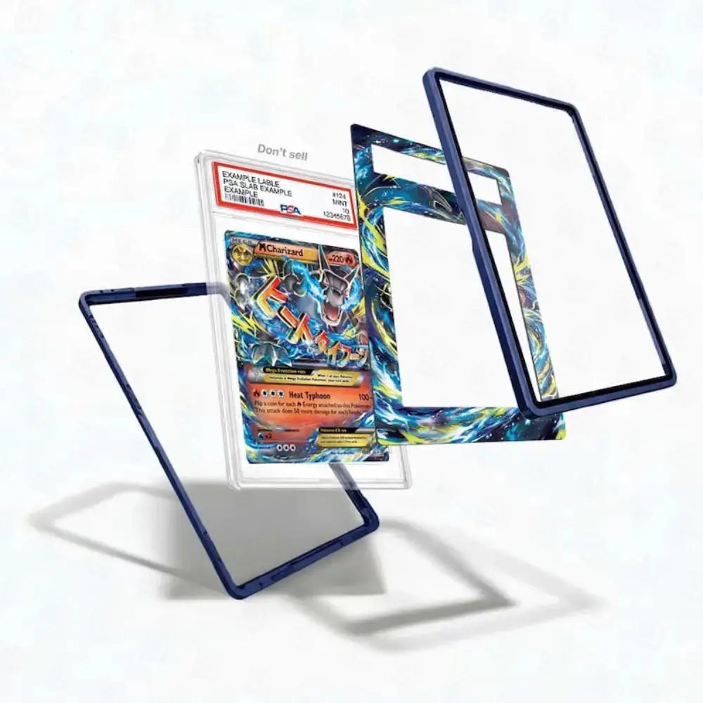 Card with protective blue frame on a white background