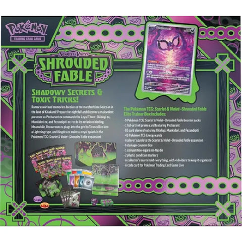 Pokemon Scarlet and Violet Shrouded Fable Elite Trainer Box product details and included items