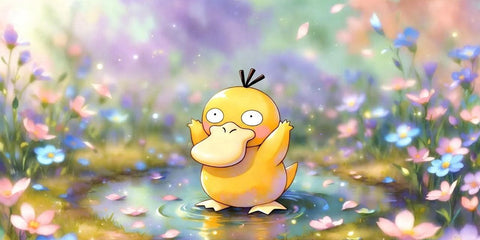 Psyduck Flower Garden Anime Gaming Mouse Pad Cute Dreamy Nature Design