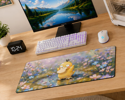 Psyduck Flower Garden Anime Gaming Mouse Pad Cute Dreamy Nature Design