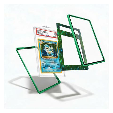 Blastoise 2/102 Base Set extended art collector display case showcasing an iconic Pokémon TCG card