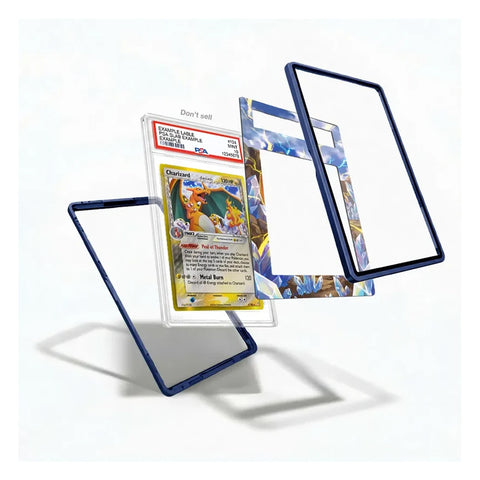 Charizard 4/100 Crystal Guardians collector display case showcasing the holographic Pokémon card with extended artwork