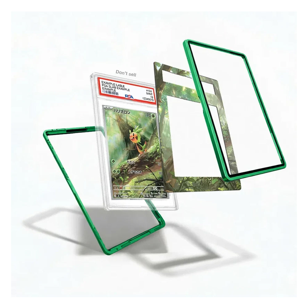 Chespin collector display case showcasing the Pokémon card with extended artwork