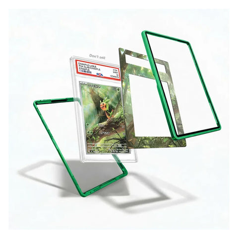 Chespin collector display case showcasing the Pokémon card with extended artwork