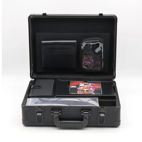 Black protective case with compartments on a white background