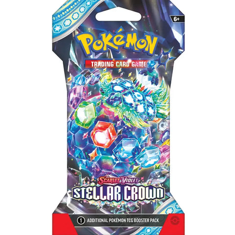 Pokemon TCG Scarlet & Violet Stellar Crown Sleeved Booster Pack featuring Terapagos Terastal artwork