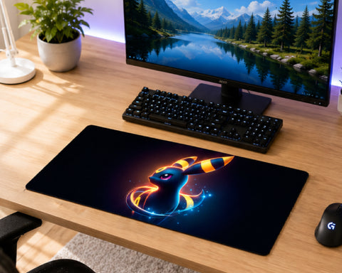 Umbreon Neon Glow Pokémon Gaming Mouse Pad – Dark Cosmic Anime Style Design