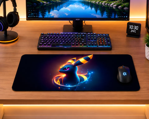 Umbreon Neon Glow Pokémon Gaming Mouse Pad – Dark Cosmic Anime Style Design