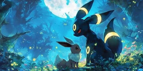 Umbreon and Eevee Anime Universe Gaming Mouse Pad Moonlit Forest Design