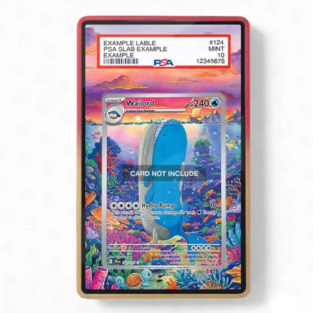 A PSA graded holographic Pokémon trading card slab showing a Watard card, with the slab itself in a red border and PSA branding visible on the top label.