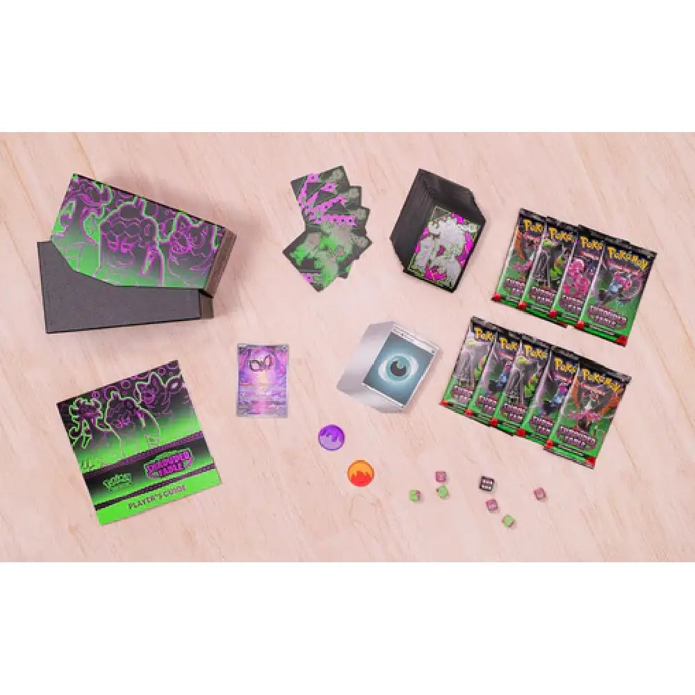 Pokemon Shrouded Fable Elite Trainer Box contents booster packs sleeves dice accessories