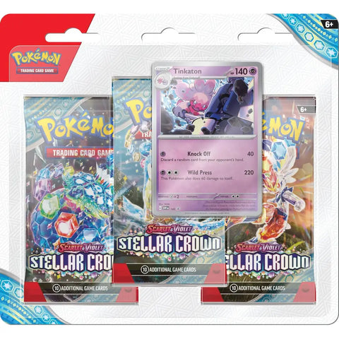 Pokemon TCG Scarlet & Violet Stellar Crown blister pack with 3 booster packs and Tinkaton promo card – English Version | TCGVault